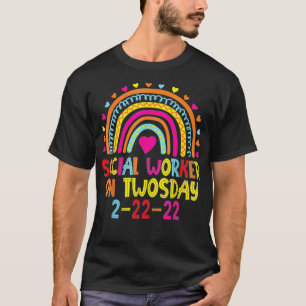 Social Worker On Twosday 2222022 Funny February 22 T-Shirt