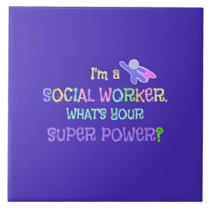 Social Worker, Pastel Text Funky Design Tile