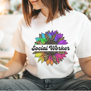 Social Worker Profession Rainbow Sunflower T-Shirt