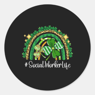 Social Worker Rainbow St Patricks Day Matching Sha Classic Round Sticker