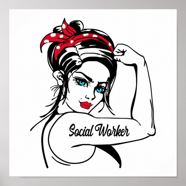 Social Worker Rosie The Riveter Pin Up Poster (Front)