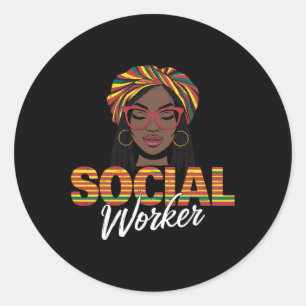 Social Worker Social Work Women Girls Black Histor Classic Round Sticker
