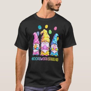 Social Worker Squad Cute Three Gnomes Holding Egg T-Shirt