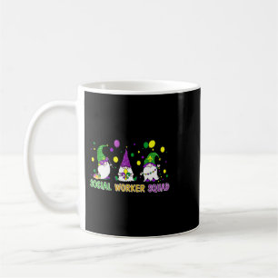 Social Worker Squad Three Gnomes Wearing Mardi Gra Coffee Mug