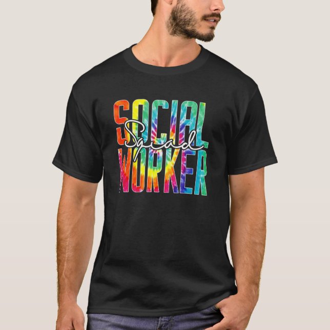 Social Worker Squad Tie Dye Appreciation Day Hello T-Shirt (Front)