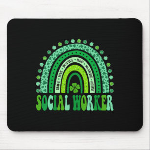Social Worker St Patricks Day Cute Rainbow Social  Mouse Pad