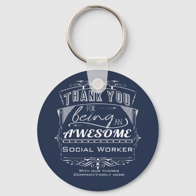 Social Worker Thank You Appreciation Key Ring (Front)