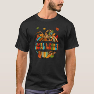 Social Worker Thankful Grateful Blessed Pumpkin Th T-Shirt