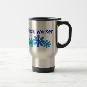 Social Worker Travel Mug "Blue Daisies"