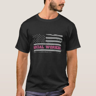 Social Worker United States America USA Flag Gradu T-Shirt