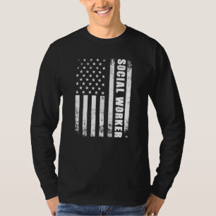Social Worker With American Flag Usa Patriotic Soc T-Shirt