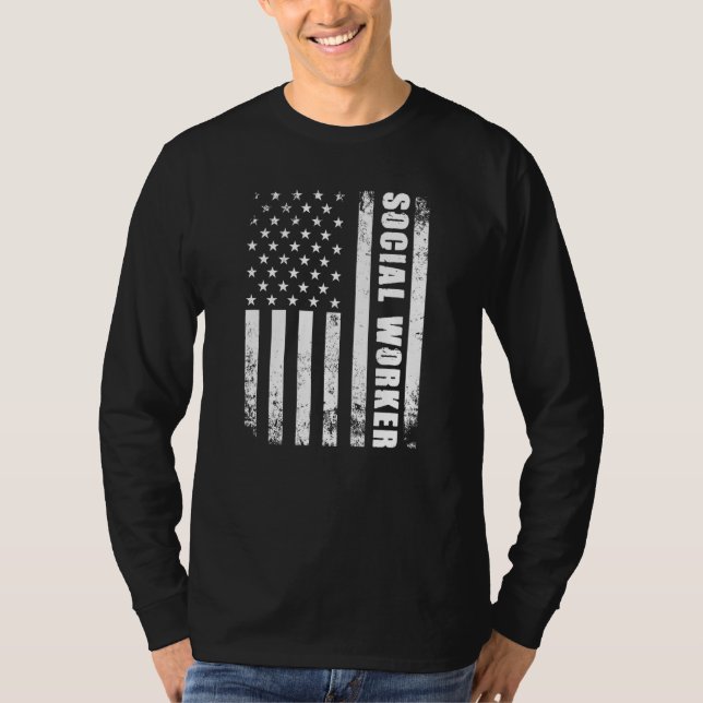 Social Worker With American Flag Usa Patriotic Soc T-Shirt (Front)