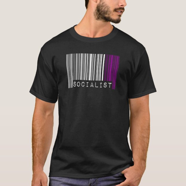 Socialist Asexual Pride Flag Barcode Progressive D T-Shirt (Front)
