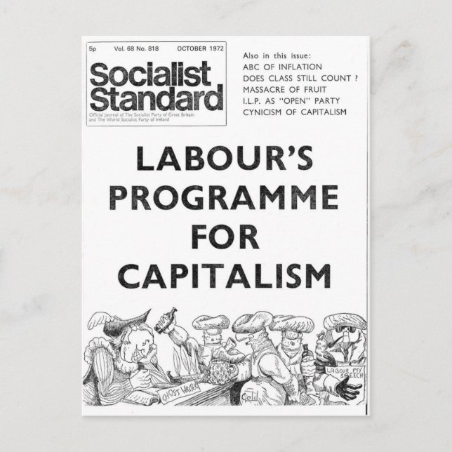 Socialist Standard October 1972 Postcard (Front)