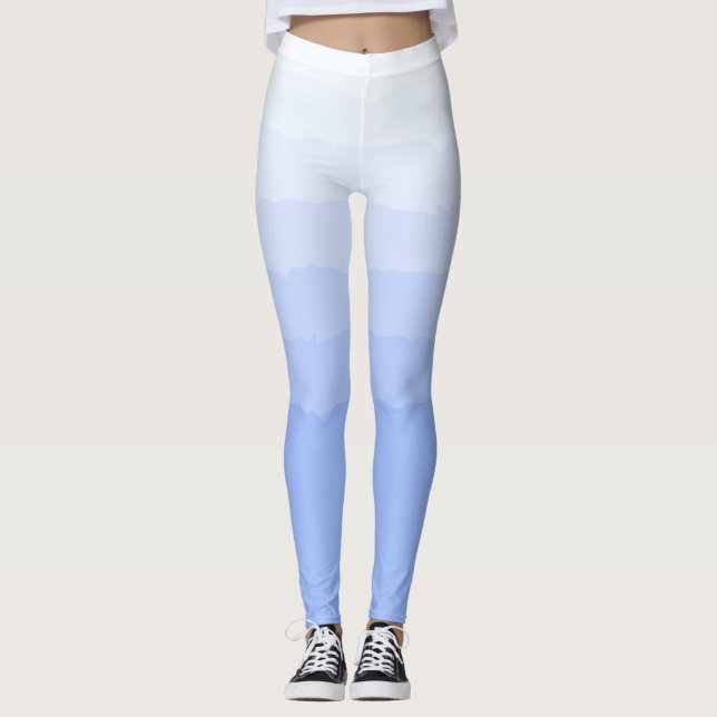 Socialite Blue Graded Ombre Pattern Leggings (Front)