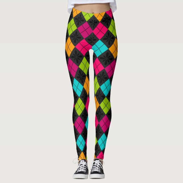 Socialite Colourful Argyle Pattern Leggings (Front)