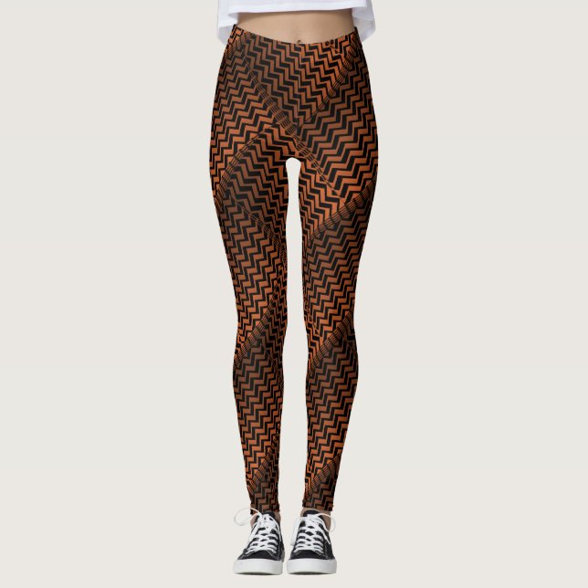 Socialite Wild Bronze Zig Zag Pattern Leggings (Front)