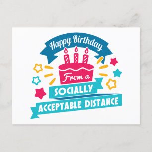 Socially Acceptable Distance Birthday Postcard