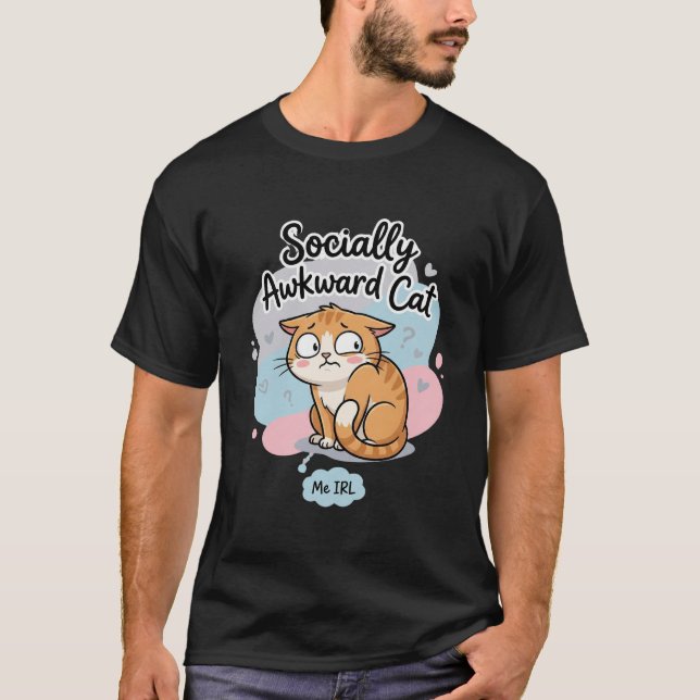 Socially Awkward Cat Tee | Introvert Cat Lover (Front)