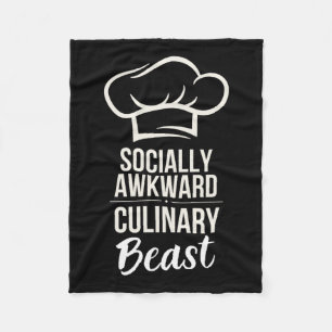 Socially Awkward Culinary Beast Funny Cook Chef Ki Fleece Blanket