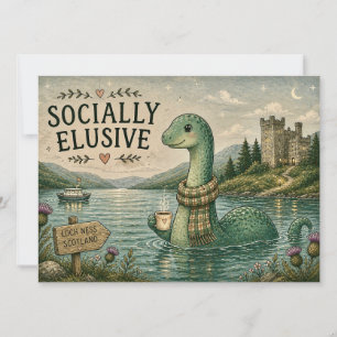 Socially Elusive Nessie Cosy Cryptid Loch Ness Card