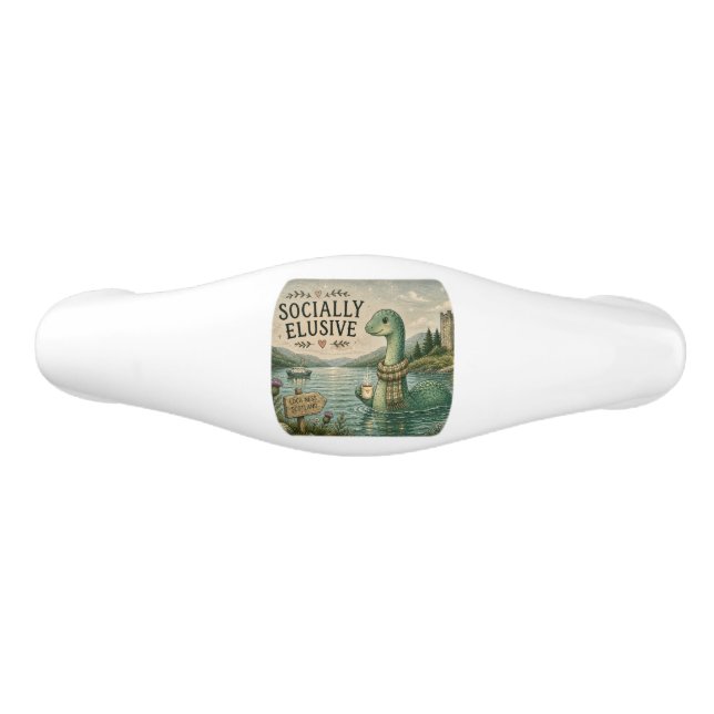 Socially Elusive Nessie Cosy Cryptid Loch Ness  Ceramic Drawer Pull (Front)