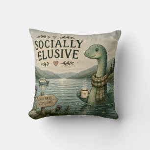 Socially Elusive Nessie Cosy Cryptid Loch Ness Cushion