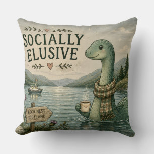 Socially Elusive Nessie Cosy Cryptid Loch Ness Cushion