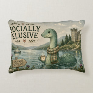 Socially Elusive Nessie Cosy Cryptid Loch Ness Decorative Cushion