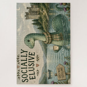 Socially Elusive Nessie Cosy Cryptid Loch Ness  Jigsaw Puzzle