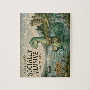 Socially Elusive Nessie Cosy Cryptid Loch Ness  Jigsaw Puzzle