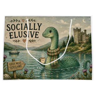 Socially Elusive Nessie Cosy Cryptid Loch Ness  Large Gift Bag