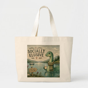 Socially Elusive Nessie Cosy Cryptid Loch Ness  Large Tote Bag