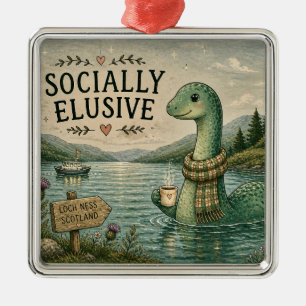 Socially Elusive Nessie Cosy Cryptid Loch Ness  Metal Tree Decoration