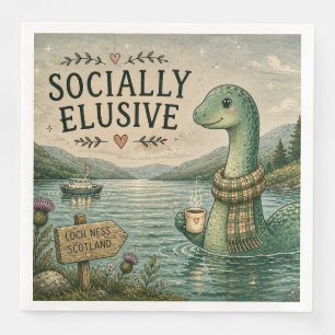 Socially Elusive Nessie Cosy Cryptid Loch Ness  Napkin