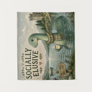Socially Elusive Nessie Cosy Cryptid Loch Ness  Tapestry