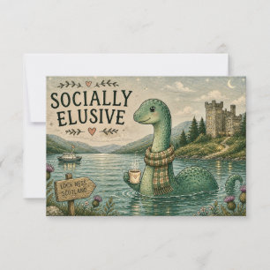 Socially Elusive Nessie Cosy Cryptid Loch Ness Thank You Card