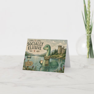 Socially Elusive Nessie Cosy Cryptid Loch Ness Thank You Card