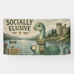 Socially Elusive Nessie Cozy Cryptid Loch Ness  Banner