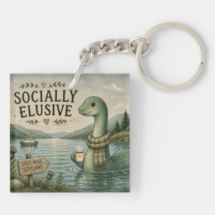 Socially Elusive Nessie Cozy Cryptid Loch Ness  Key Ring