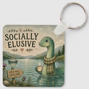 Socially Elusive Nessie Cozy Cryptid Loch Ness  Key Ring