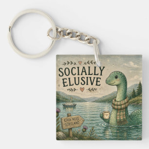 Socially Elusive Nessie Cozy Cryptid Loch Ness  Key Ring