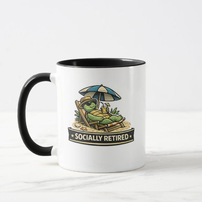 Socially Retired Funny Turtle Relaxing Shirt Mug (Left)