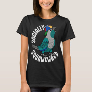 Socially Squawkward Parrot I Turquoise Green Cheek T-Shirt