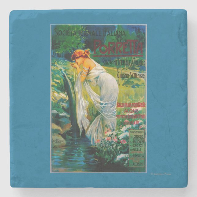 Societa Termale Italiana Vintage PosterEurope Stone Coaster (Front)