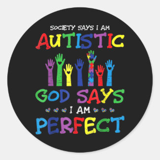 Society says Autistic Autism Awareness Day Puzzle Classic Round Sticker
