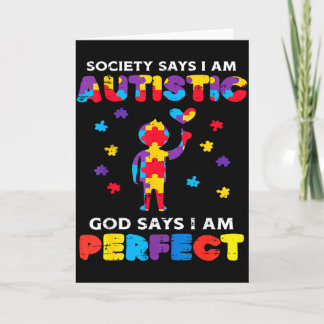 Society Says Autistic God Perfect Autism Awareness Card