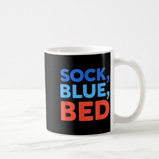 Sock Blue Bed Funny Meme  Coffee Mug (Right)