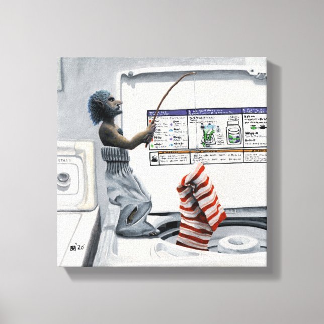Sock Criminal Fishing Fantasy Art Canvas Print (Front)