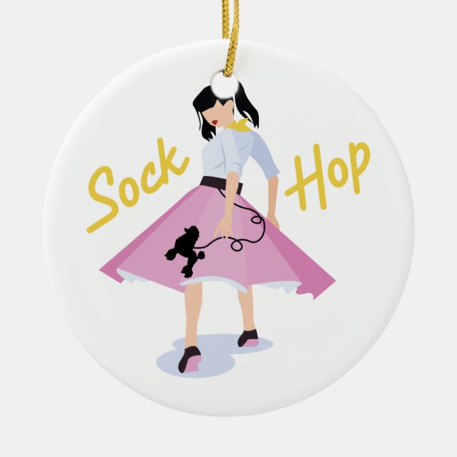 Sock Hop Ceramic Tree Decoration (Front)